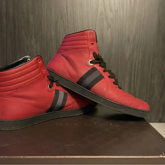 Gucci hight top red 11 1/2 authentic - Picture 4 of 5